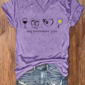 Women’s Pickleball Lover Printed V-Neck T-Shirt