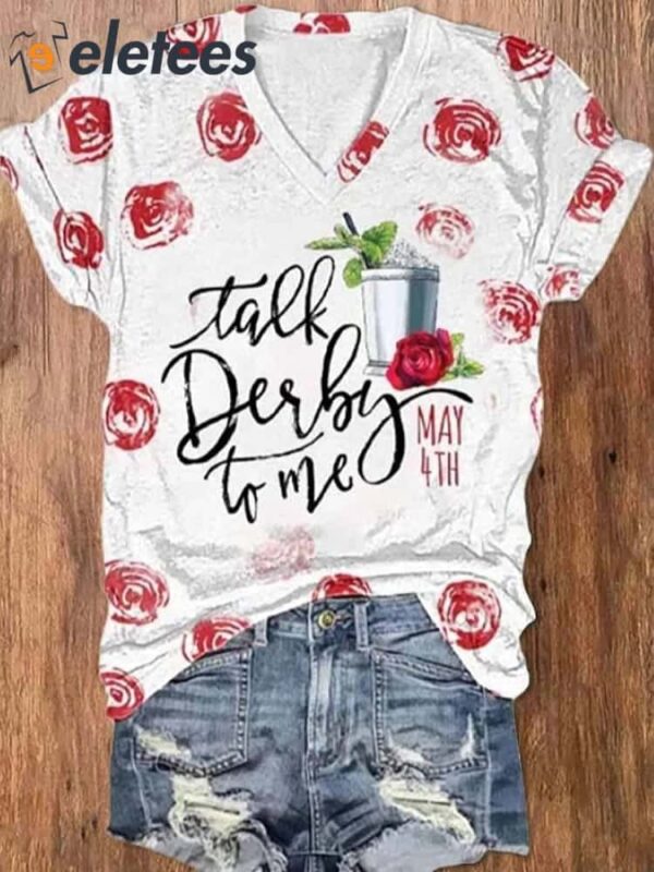 Women’s Talk Derby To Me Red Roses Print T-Shirt