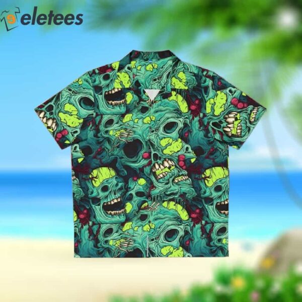 Zombie Brain Horror Tropical Hawaiian Shirt Scary Monster Aloha