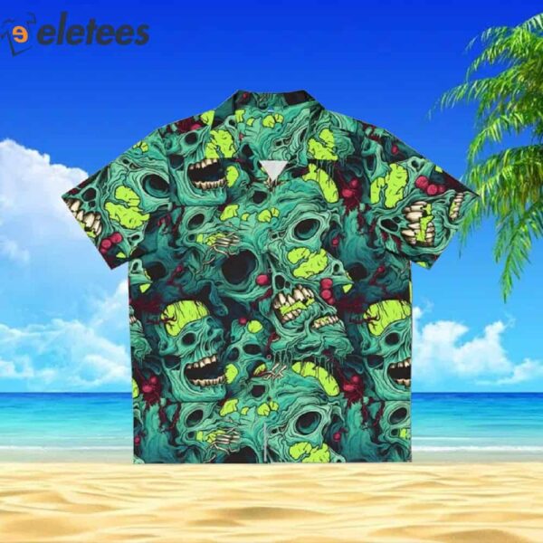Zombie Brain Horror Tropical Hawaiian Shirt Scary Monster Aloha