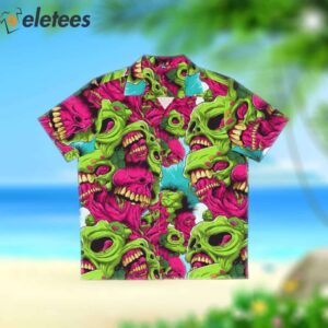 Zombie Brain Men's Hawaiian Shirt for Horror Movie Fans Aloha Monster Wear