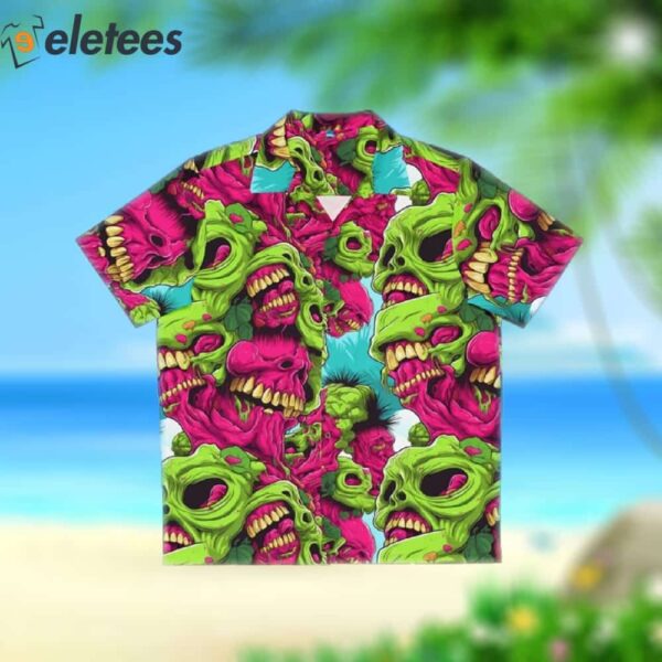 Zombie Brain Men’s Hawaiian Shirt for Horror Movie Fans Aloha Monster Wear