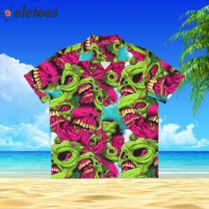 Zombie Brain Mens Hawaiian Shirt for Horror Movie Fans Aloha Monster Wear 2