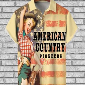 American Country Pioneers Independence Day Girls Vacation Hawaiian Shirt1