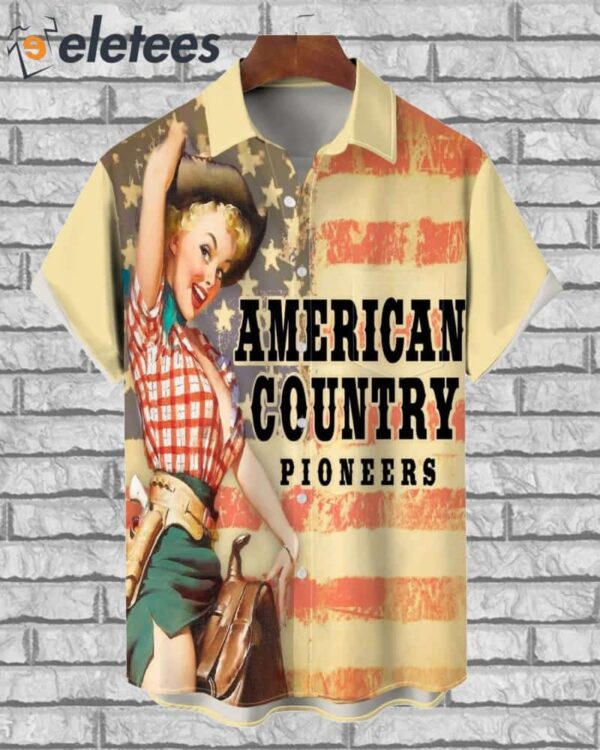 American Country Pioneers Independence Day Girls Vacation Hawaiian Shirt