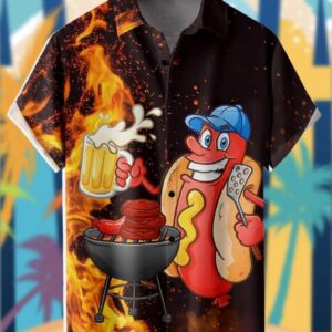 BBQ Barbecue Chef Hot Dog Cheers Breathable Hawaiian Shirt