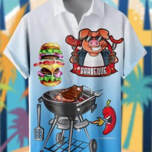 Barbecue Cuisine Pig Cooker Breathable Hawaiian Shirt