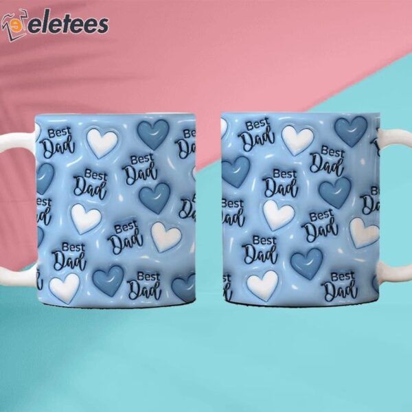 Best Dad With Heart Pattern 3D Inflated Mug