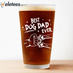 Best Dog Dad Ever Hand Punch Personalized Beer Glass