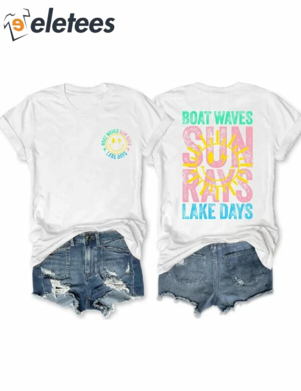 Boat Waves Sun Rays Lake Days T-shirt