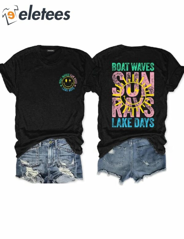 Boat Waves Sun Rays Lake Days T-shirt