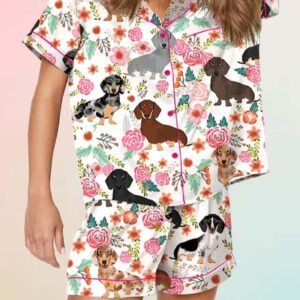 Floral Dachshund Pajama Set