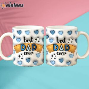 Heart Pattern Best Dad Ever Fathers Day 3D Inflated Mug 2