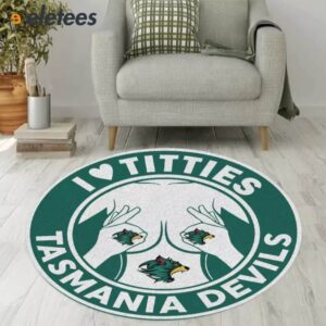 I love Titties and Tasmania Devils Round Rug1