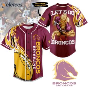 Lets Go Broncos Custom Name Baseball Jersey