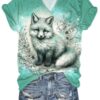 MINT MAMBO BABY FOX V-NECK SHORT SLEEVE T-SHIRT