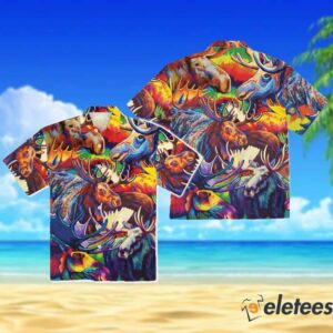 Moose Beautiful Painting Color Awesome Hawaiian Shirt 3