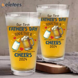 Our First Fathers Day Together Beer Glass Gift For Dad 2