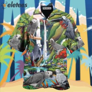 Parrot African Grey Style Hawaiian Shirt