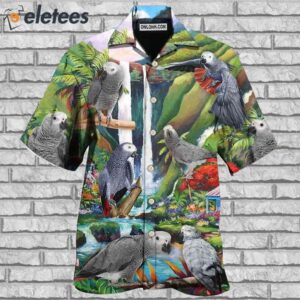 Parrot African Grey Style Hawaiian Shirt1