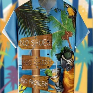 Parrot Cocktail No Shoes No Shirt No Problem Hawaiian Shirt