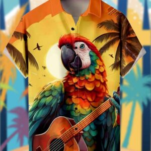 Parrot Playing Guitar Party Hawaiian Shirt