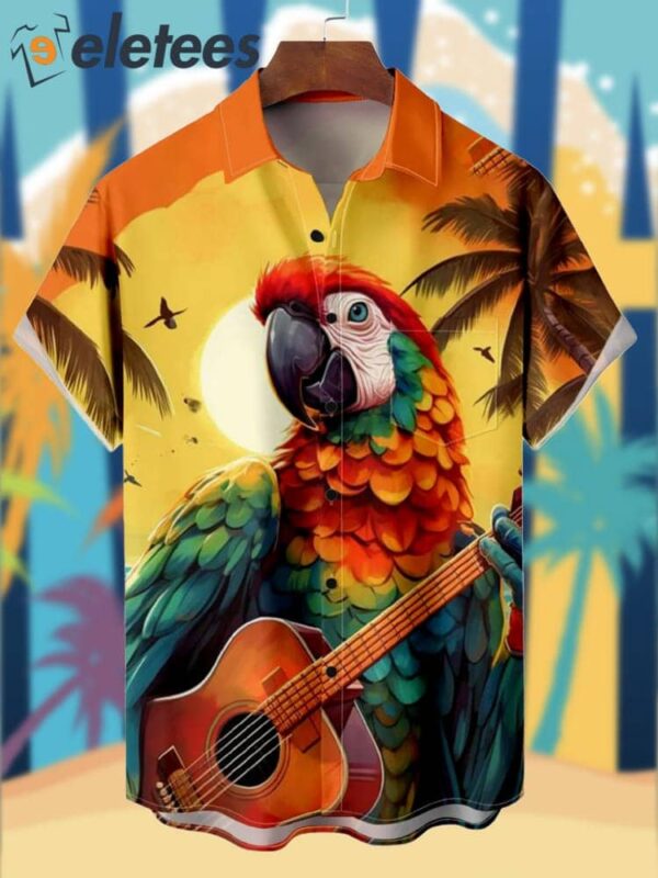 Parrot Playing Guitar Party Hawaiian Shirt