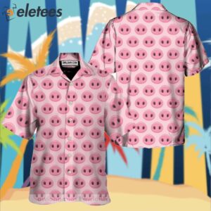 Pink Pig Nose Pattern Print Mens Hawaiian Shirt1
