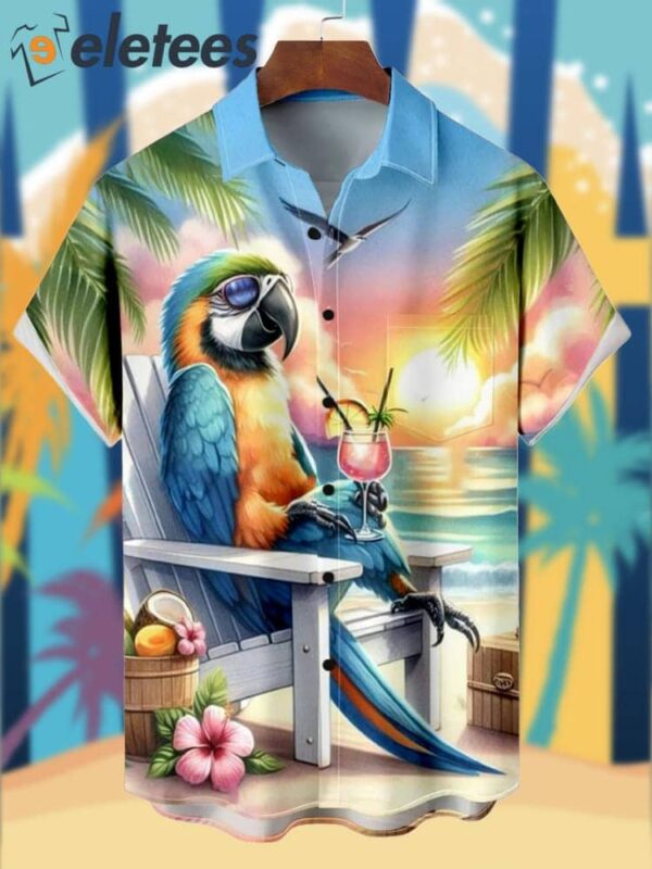 Professor Parrot Enjoys The Seaside At Dusk Hawaiian Shirt