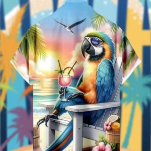 Professor Parrot Enjoys The Seaside At Dusk Hawaiian Shirt1