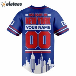 Rangers No Quit In NY Custom Name BASEBALL Jersey2
