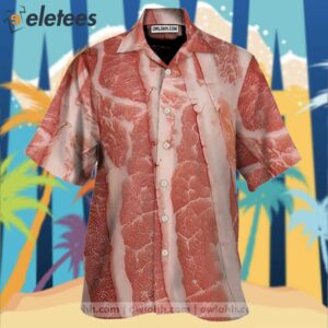 Raw Bacon Print Mens Hawaiian Shirt