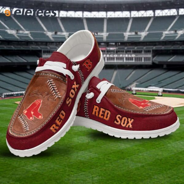 Red Sox Custom Name All Over Print Dude Shoes