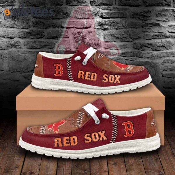 Red Sox Custom Name All Over Print Dude Shoes