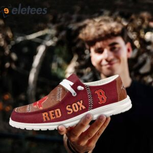 Red Sox Custom Name All Over Print Dude Shoes 4