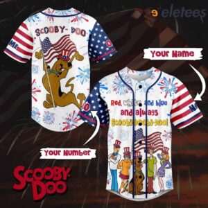Red White And Blue Scooby-Dooby-Doo Baseball Jersey