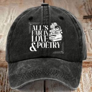 Retro Alls Fair In Love And Poetry Print Baseball Cap 2