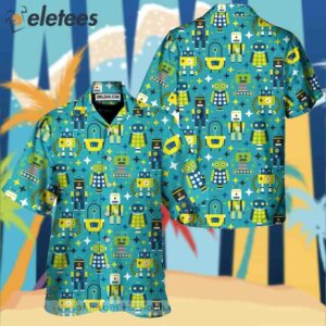 Robot Pattern Print Design A Hawaiian Shirt1