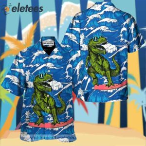 T rex Surfing Hawaiian Shirt1