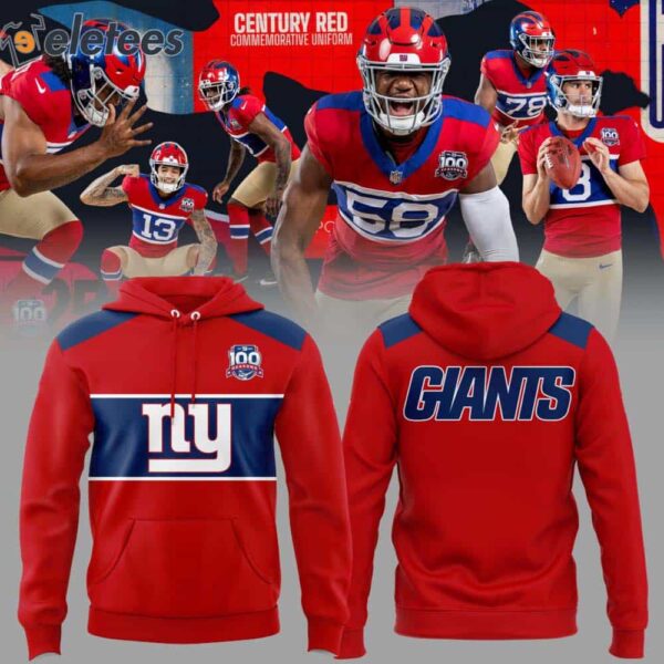 Throwback Century Red Hoodie NY Giants