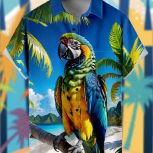 Vacation Parrot Pattern Hawaiian Shirt