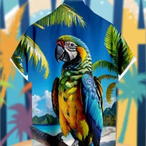Vacation Parrot Pattern Hawaiian Shirt1