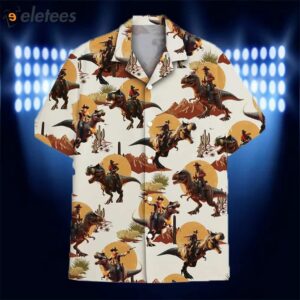 Western Cowboy Dinosaur Hawaiian Shirt1