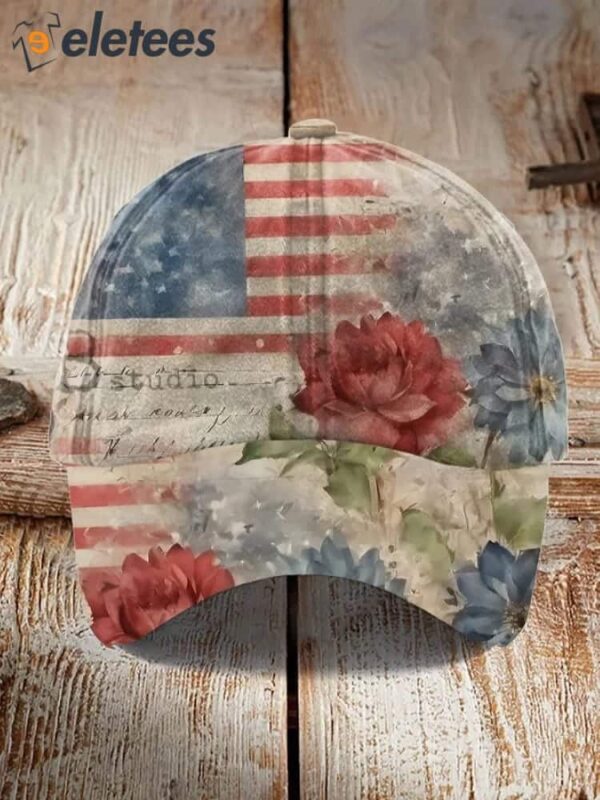 Women’S Independence Day Vintage Art Floral Print Hat