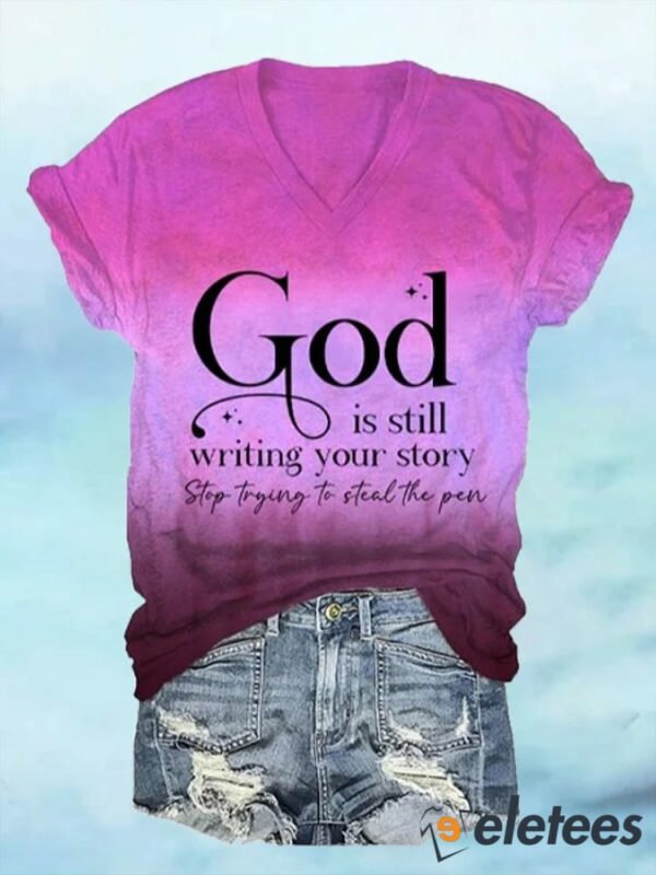 Women’s Bible Quote Print V-Neck T-Shirt