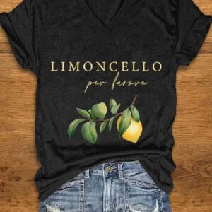 Womens Capri Italy Limoncello Per Favore printed T shirt