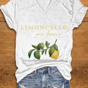 Womens Capri Italy Limoncello Per Favore printed T shirt1