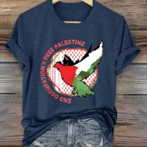 Womens End Occupation Free Palestine Peace Freedom Printed Shirt 2