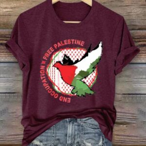 Womens End Occupation Free Palestine Peace Freedom Printed Shirt 3