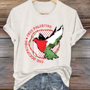 Womens End Occupation Free Palestine Peace Freedom Printed Shirt 4